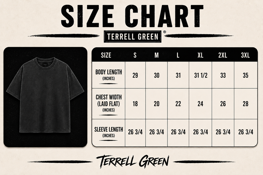 BRUH T-Shirt size chart